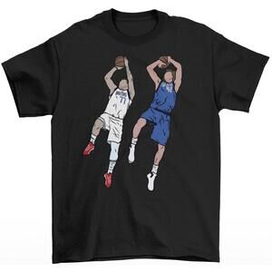 Generic Dirk Nowitzki And Luka Doncic Fadeaway Dallas T Shirt